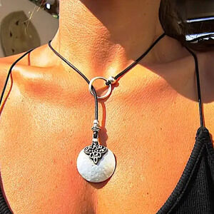 Vintage Geometric Silver Boho Toggle Tribal Necklace